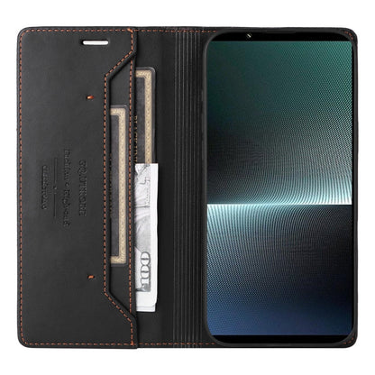 For Sony Xperia 1 V GQUTROBE G01 RFID Anti-theft Leather Phone Case(Black)