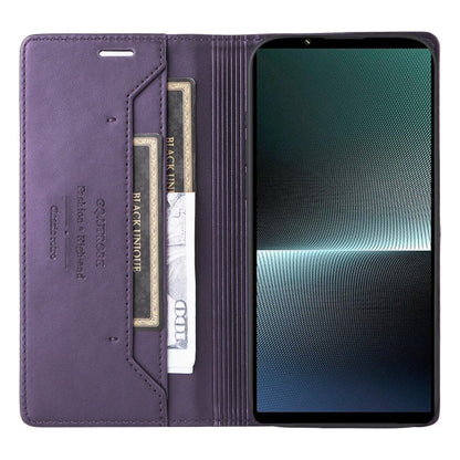 For Sony Xperia 1 V GQUTROBE G01 RFID Anti-theft Leather Phone Case(Purple)