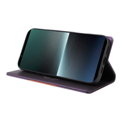For Sony Xperia 1 V GQUTROBE G01 RFID Anti-theft Leather Phone Case(Purple)