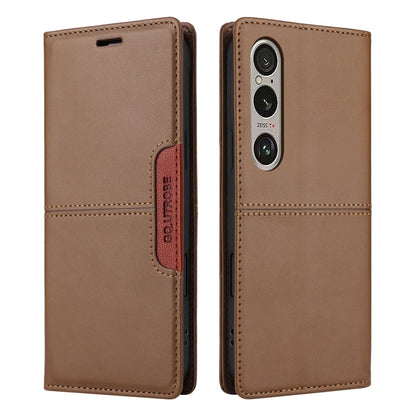 For Sony Xperia 1 VI GQUTROBE G01 RFID Anti-theft Leather Phone Case(Brown)
