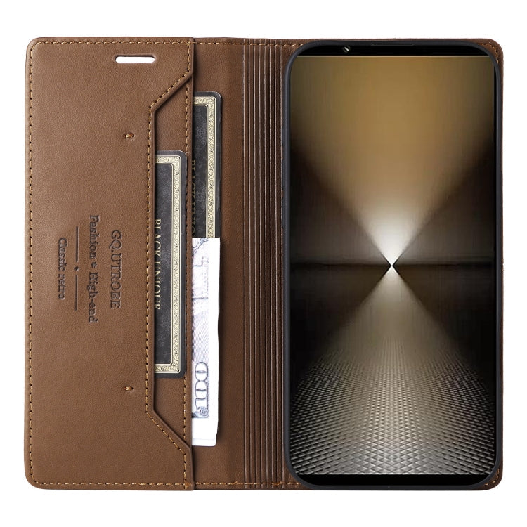 For Sony Xperia 1 VI GQUTROBE G01 RFID Anti-theft Leather Phone Case(Brown)