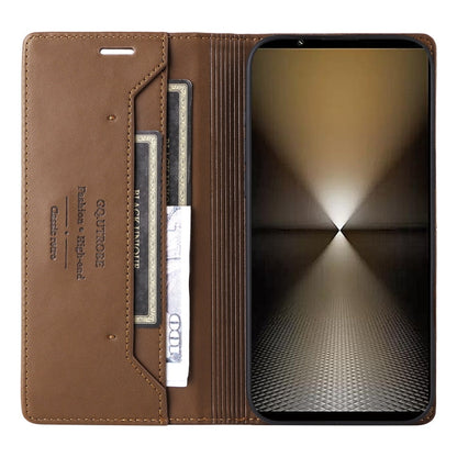 For Sony Xperia 1 VI GQUTROBE G01 RFID Anti-theft Leather Phone Case(Brown)