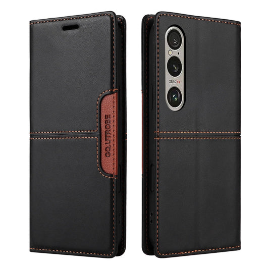 For Sony Xperia 1 VI GQUTROBE G01 RFID Anti-theft Leather Phone Case(Black)