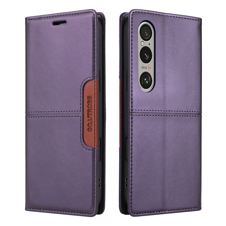For Sony Xperia 1 VI GQUTROBE G01 RFID Anti-theft Leather Phone Case(Purple)
