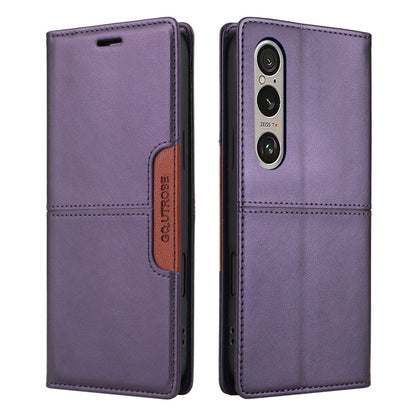For Sony Xperia 1 VI GQUTROBE G01 RFID Anti-theft Leather Phone Case(Purple)
