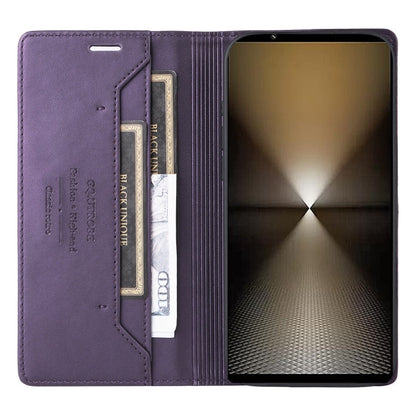 For Sony Xperia 1 VI GQUTROBE G01 RFID Anti-theft Leather Phone Case(Purple)