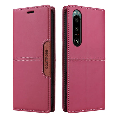 For Sony Xperia 5 III GQUTROBE G01 RFID Anti-theft Leather Phone Case(Red)
