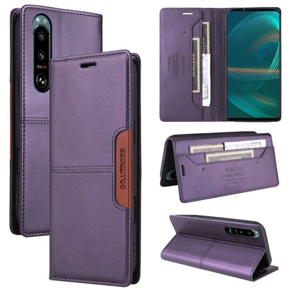 For Sony Xperia 5 III GQUTROBE G01 RFID Anti-theft Leather Phone Case(Purple)