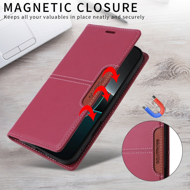 For Sony Xperia 5 IV GQUTROBE G01 RFID Anti-theft Leather Phone Case(Red)