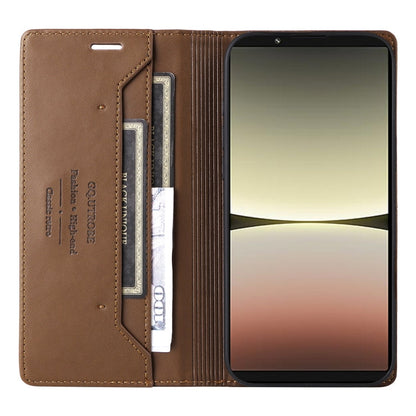 For Sony Xperia 5 IV GQUTROBE G01 RFID Anti-theft Leather Phone Case(Brown)