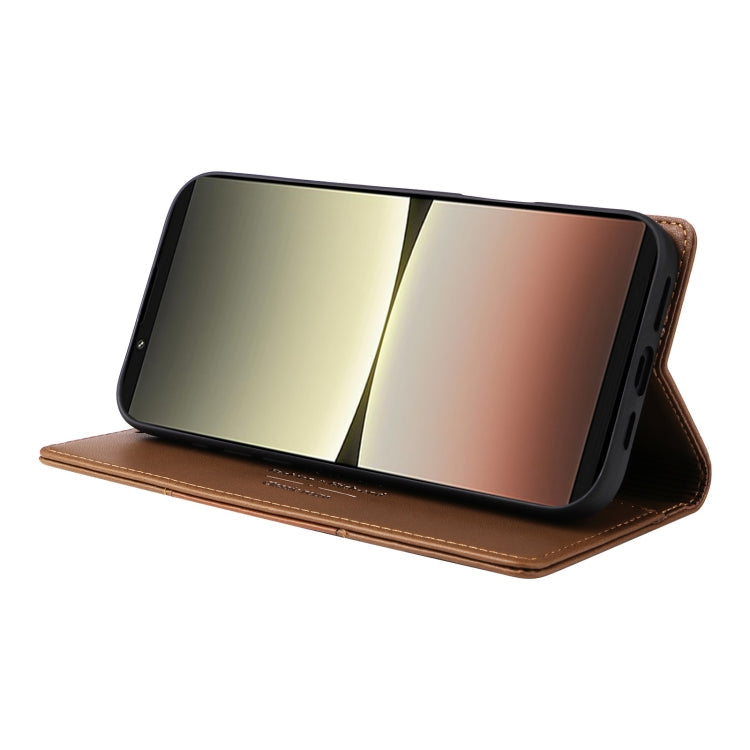 For Sony Xperia 5 IV GQUTROBE G01 RFID Anti-theft Leather Phone Case(Brown)