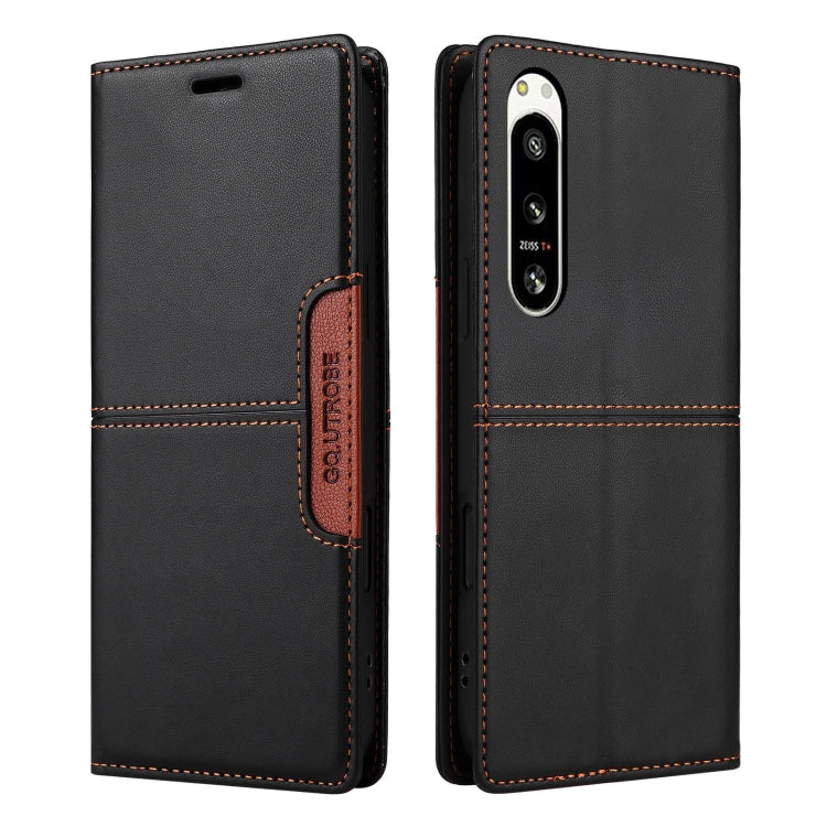 For Sony Xperia 5 IV GQUTROBE G01 RFID Anti-theft Leather Phone Case(Black)