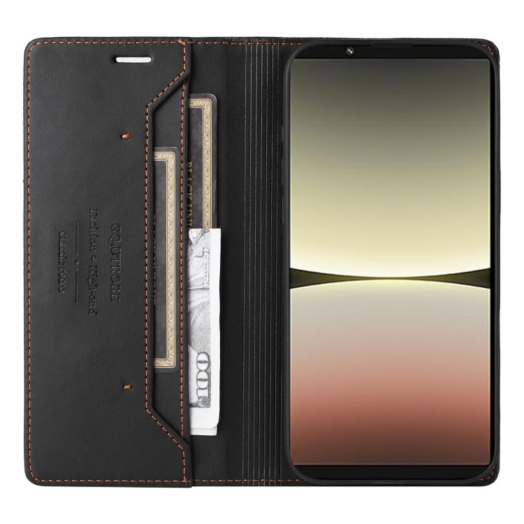 For Sony Xperia 5 IV GQUTROBE G01 RFID Anti-theft Leather Phone Case(Black)