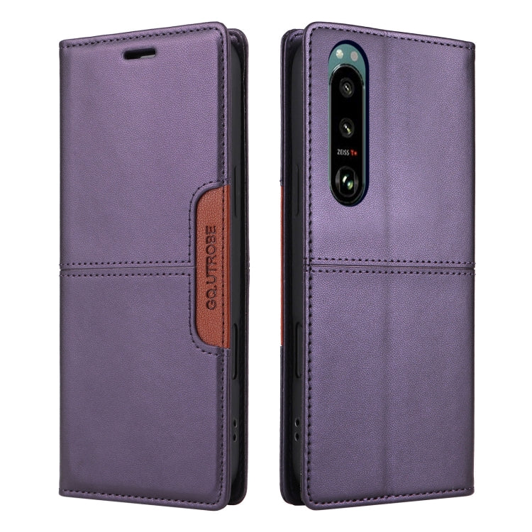 For Sony Xperia 5 IV GQUTROBE G01 RFID Anti-theft Leather Phone Case(Purple)