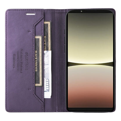 For Sony Xperia 5 IV GQUTROBE G01 RFID Anti-theft Leather Phone Case(Purple)