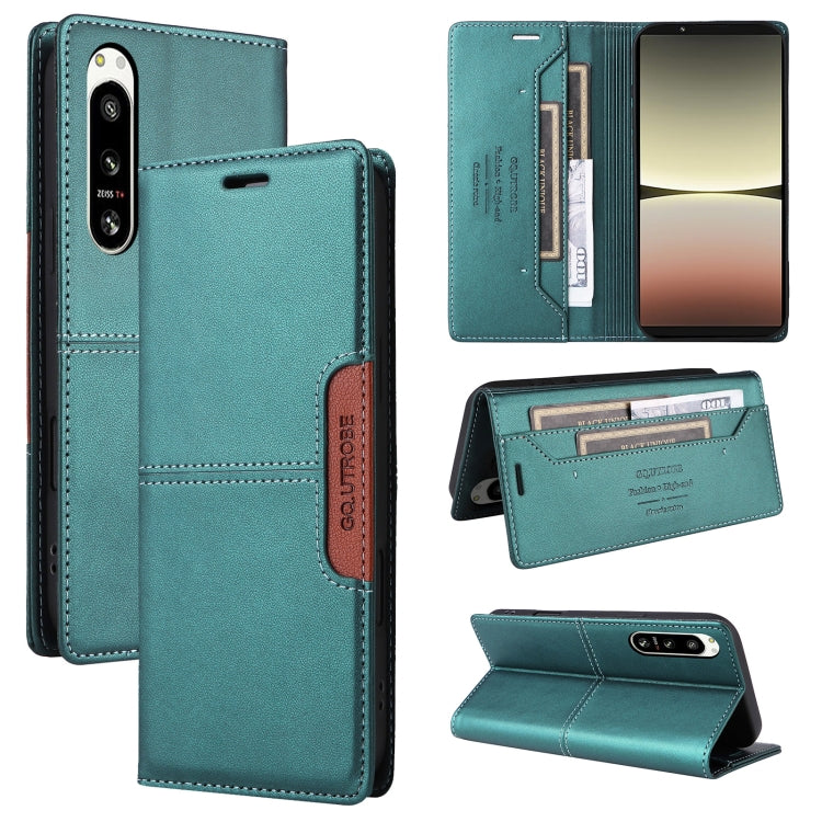 For Sony Xperia 5 IV GQUTROBE G01 RFID Anti-theft Leather Phone Case(Green)