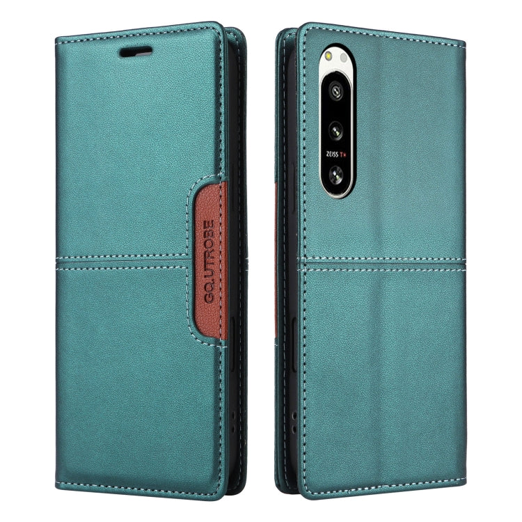 For Sony Xperia 5 IV GQUTROBE G01 RFID Anti-theft Leather Phone Case(Green)