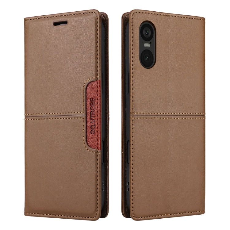 For Sony Xperia 5 VI GQUTROBE G01 RFID Anti-theft Leather Phone Case(Brown)