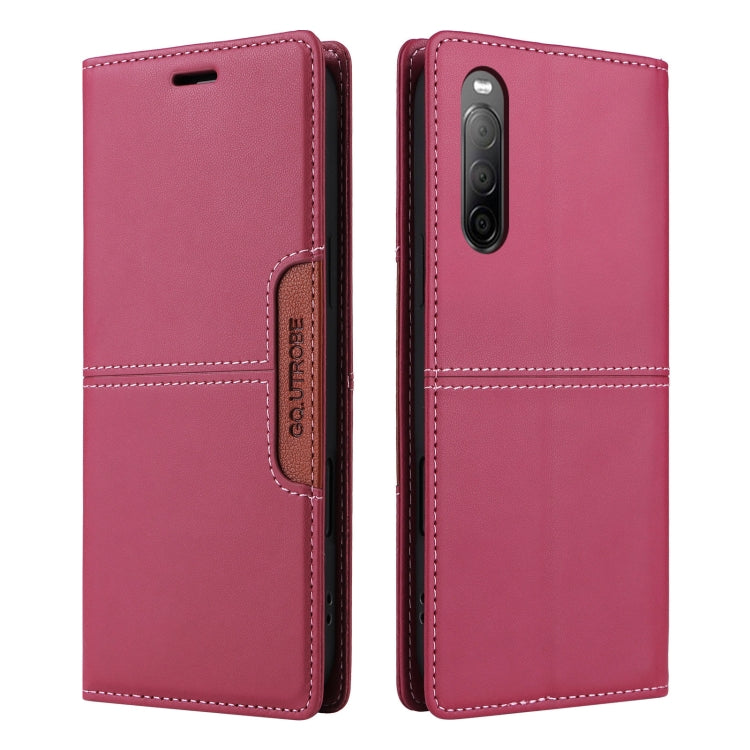 For Sony Xperia 10 II GQUTROBE G01 RFID Anti-theft Leather Phone Case(Red)