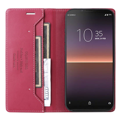 For Sony Xperia 10 II GQUTROBE G01 RFID Anti-theft Leather Phone Case(Red)