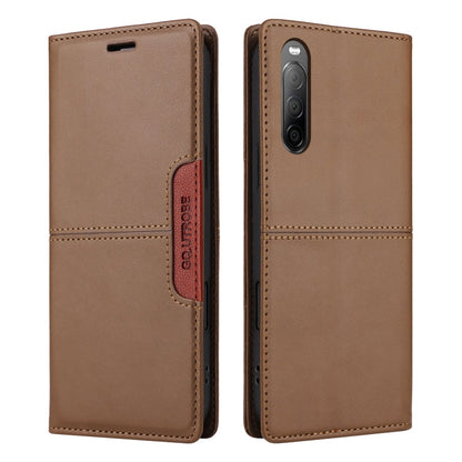 For Sony Xperia 10 II GQUTROBE G01 RFID Anti-theft Leather Phone Case(Brown)