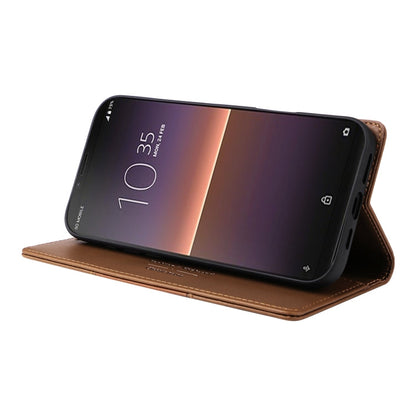 For Sony Xperia 10 II GQUTROBE G01 RFID Anti-theft Leather Phone Case(Brown)