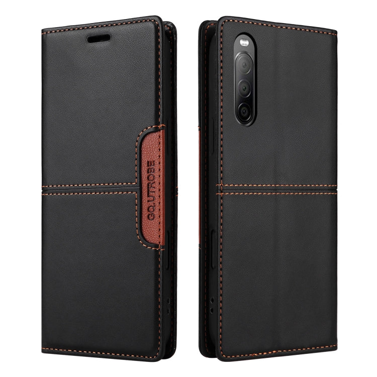 For Sony Xperia 10 II GQUTROBE G01 RFID Anti-theft Leather Phone Case(Black)