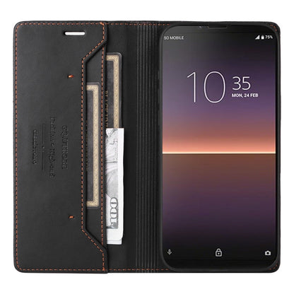 For Sony Xperia 10 II GQUTROBE G01 RFID Anti-theft Leather Phone Case(Black)