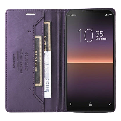 For Sony Xperia 10 II GQUTROBE G01 RFID Anti-theft Leather Phone Case(Purple)