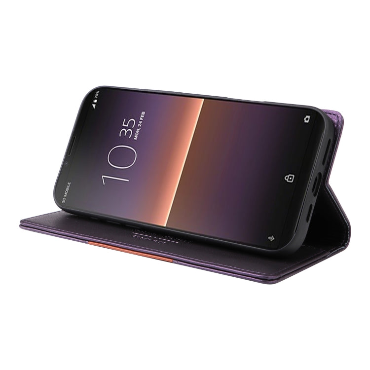 For Sony Xperia 10 II GQUTROBE G01 RFID Anti-theft Leather Phone Case(Purple)