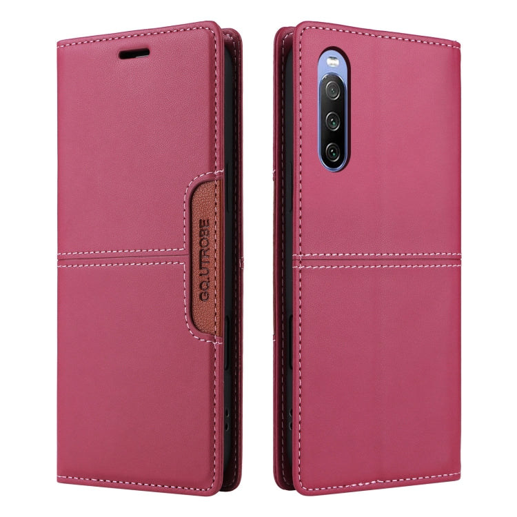 For Sony Xperia 10 III GQUTROBE G01 RFID Anti-theft Leather Phone Case(Red)