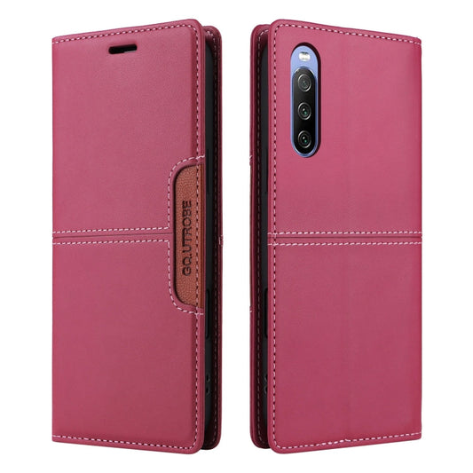 For Sony Xperia 10 III GQUTROBE G01 RFID Anti-theft Leather Phone Case(Red)