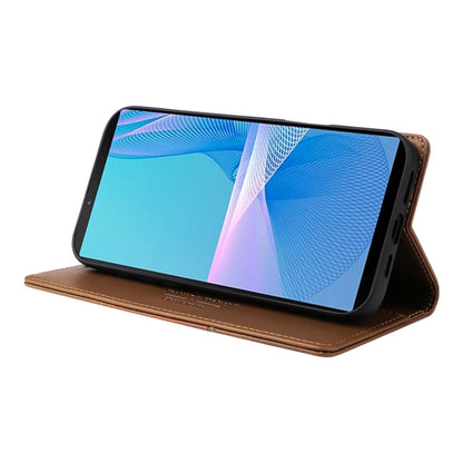 For Sony Xperia 10 III GQUTROBE G01 RFID Anti-theft Leather Phone Case(Brown)