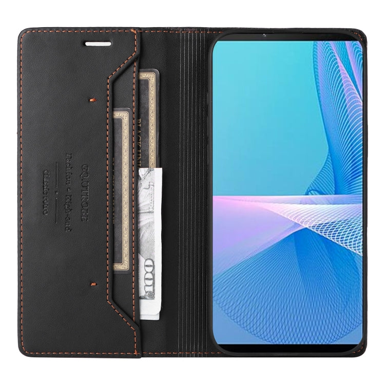 For Sony Xperia 10 III GQUTROBE G01 RFID Anti-theft Leather Phone Case(Black)