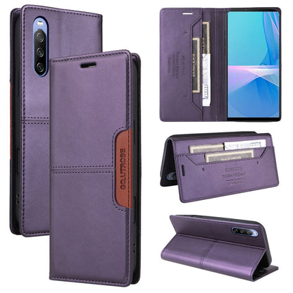 Pour Sony Xperia 10 III GQUTROBE G01 Étui de Téléphone en Cuir Antivol RFID (Violet)