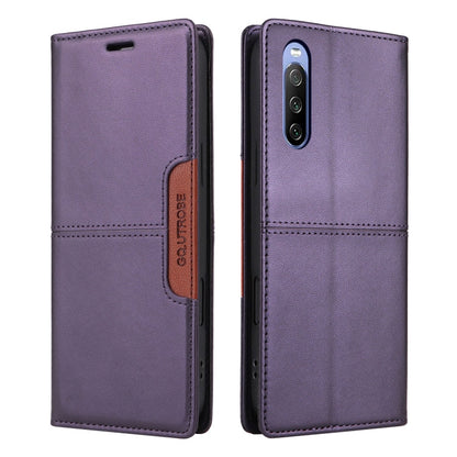 Pour Sony Xperia 10 III GQUTROBE G01 Étui de Téléphone en Cuir Antivol RFID (Violet)