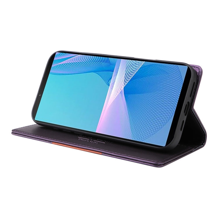 Pour Sony Xperia 10 III GQUTROBE G01 Étui de Téléphone en Cuir Antivol RFID (Violet)