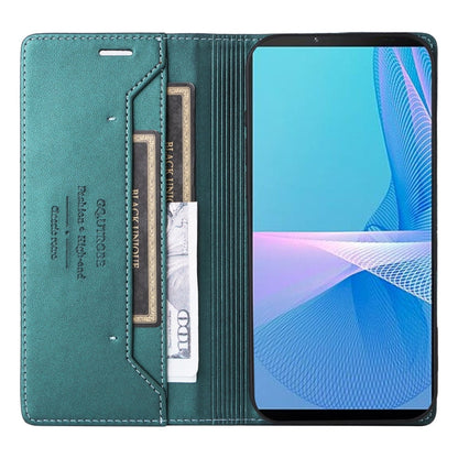 For Sony Xperia 10 III GQUTROBE G01 RFID Anti-theft Leather Phone Case(Green)