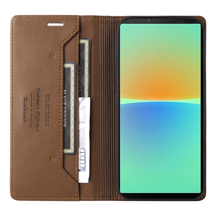 For Sony Xperia 10 IV GQUTROBE G01 RFID Anti-theft Leather Phone Case(Brown)
