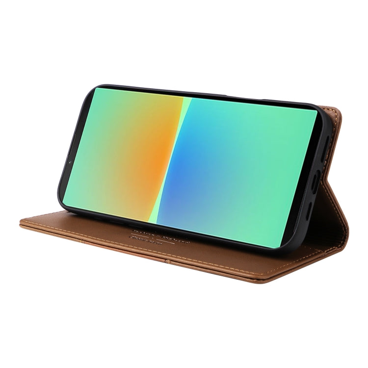 For Sony Xperia 10 IV GQUTROBE G01 RFID Anti-theft Leather Phone Case(Brown)