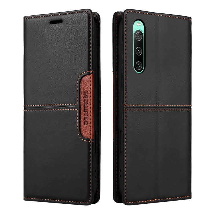 For Sony Xperia 10 IV GQUTROBE G01 RFID Anti-theft Leather Phone Case(Black)