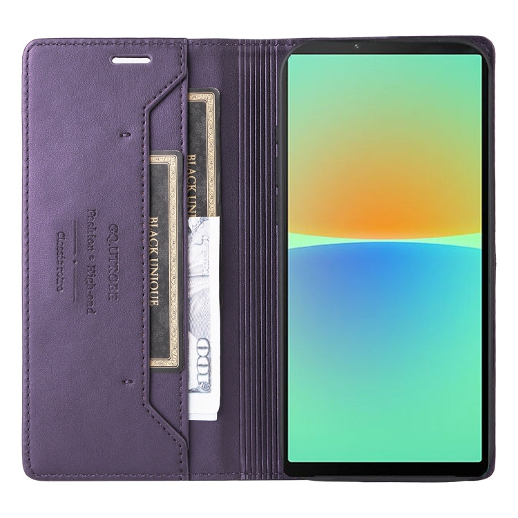 For Sony Xperia 10 IV GQUTROBE G01 RFID Anti-theft Leather Phone Case(Purple)