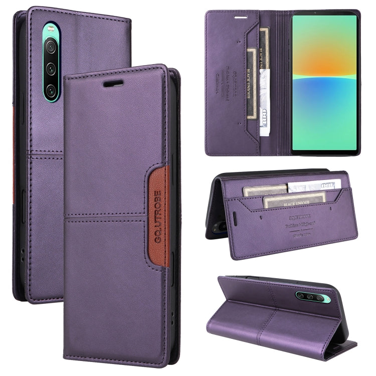 For Sony Xperia 10 IV GQUTROBE G01 RFID Anti-theft Leather Phone Case(Purple)