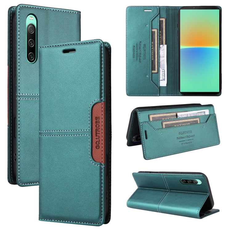 For Sony Xperia 10 IV GQUTROBE G01 RFID Anti-theft Leather Phone Case(Green)
