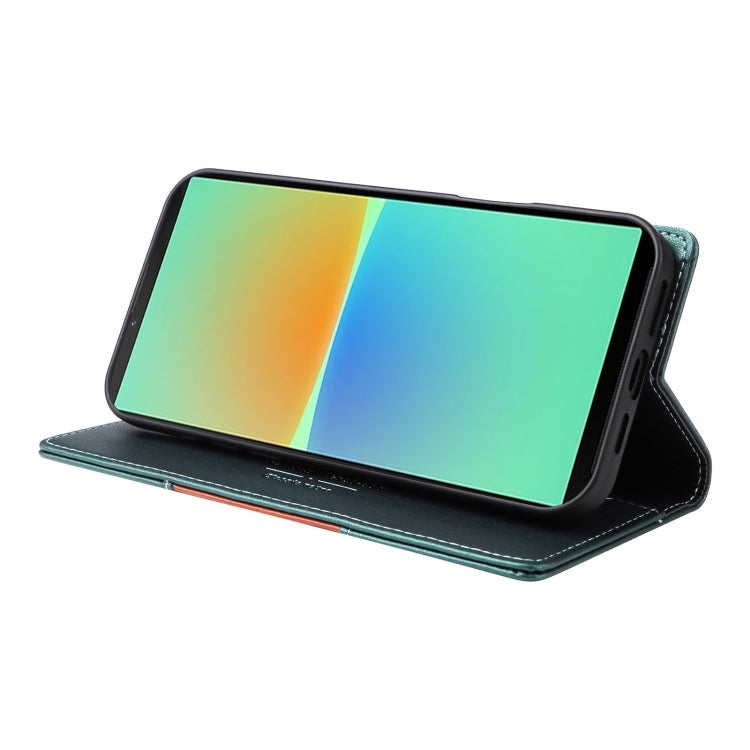 For Sony Xperia 10 IV GQUTROBE G01 RFID Anti-theft Leather Phone Case(Green)