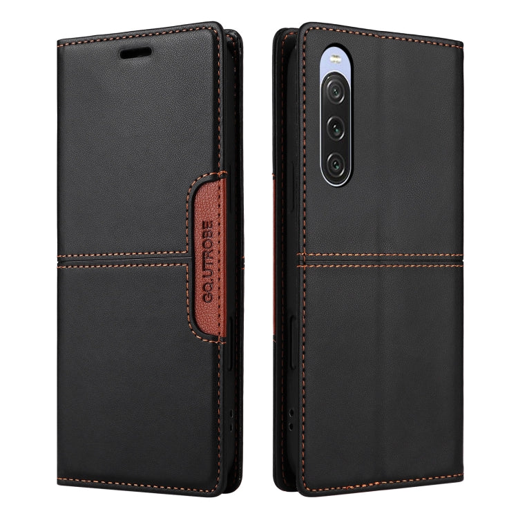 For Sony Xperia 10 V GQUTROBE G01 RFID Anti-theft Leather Phone Case(Black)