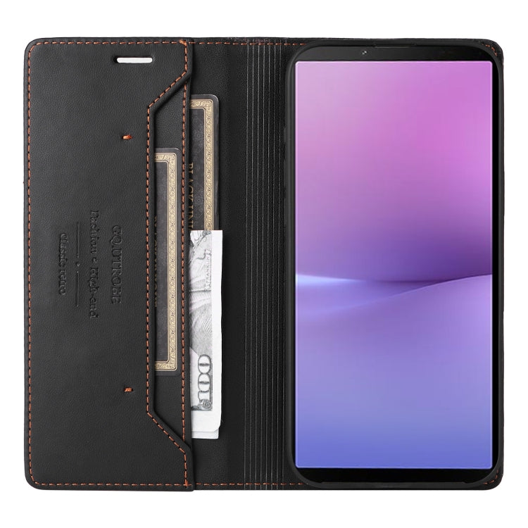 For Sony Xperia 10 V GQUTROBE G01 RFID Anti-theft Leather Phone Case(Black)