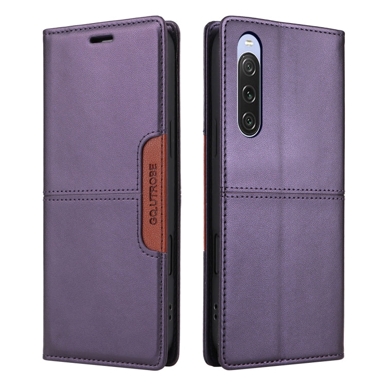 For Sony Xperia 10 V GQUTROBE G01 RFID Anti-theft Leather Phone Case(Purple)