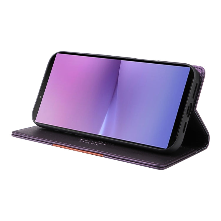 For Sony Xperia 10 V GQUTROBE G01 RFID Anti-theft Leather Phone Case(Purple)