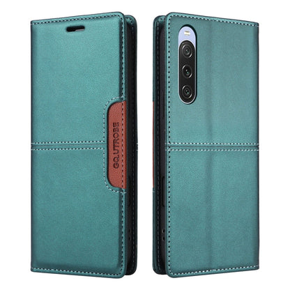 For Sony Xperia 10 V GQUTROBE G01 RFID Anti-theft Leather Phone Case(Green)